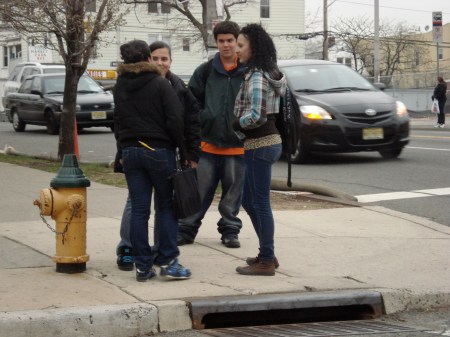 Kids hanging out near Barringer High School...
